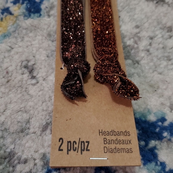 Adorable Ties Brown & Bronze Glitter Headbands 2 Piece Set - Picture 3 of 6